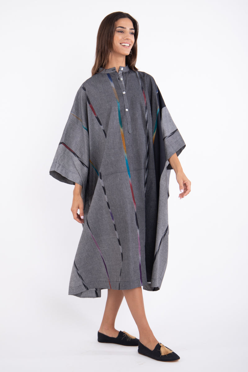 Fahed Buttoned Handwoven Grey Jellaba
