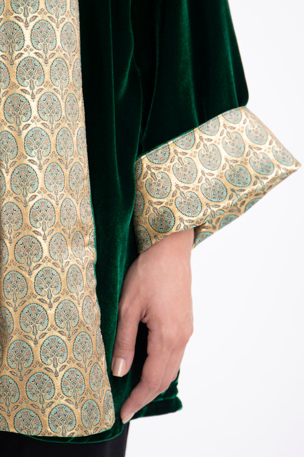 Dina Velvet Brocade Green Jacket