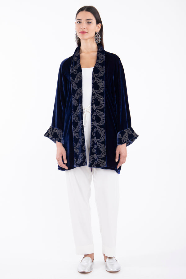 Dina Velvet Brocade Royal Blue Jacket