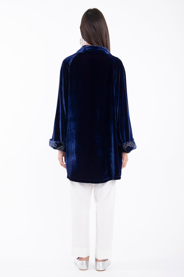 Dina Velvet Brocade Royal Blue Jacket