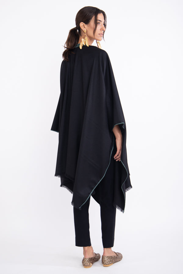 Loro Piana Cashmere Black & Teal Poncho