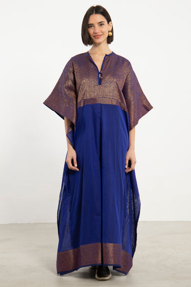 Noujoud Cotton Blue & Gold Kaftan