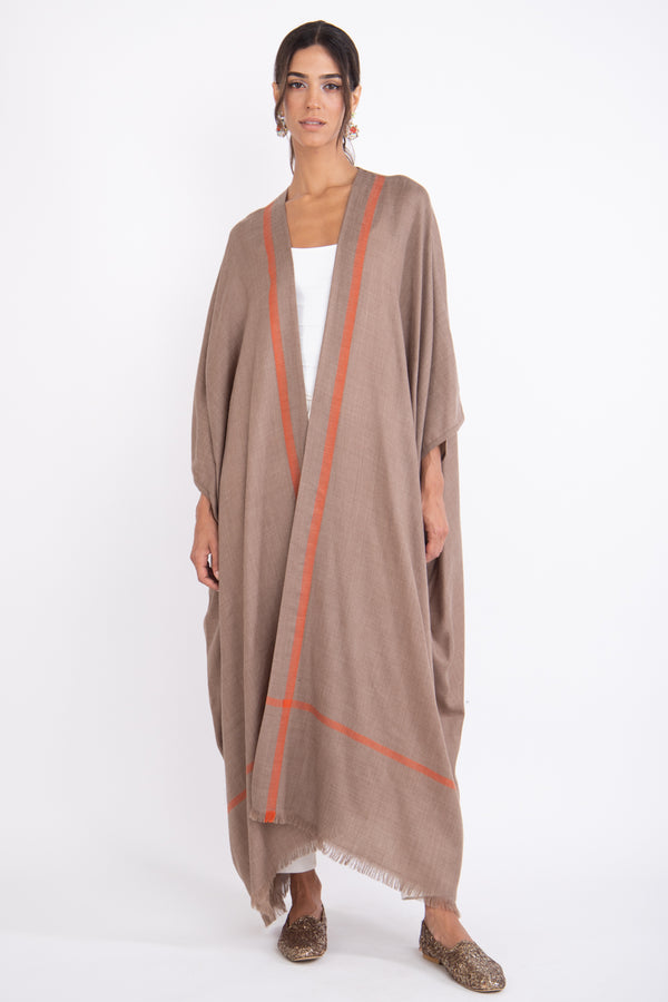 Foulard Wool Brown & Orange Abaya