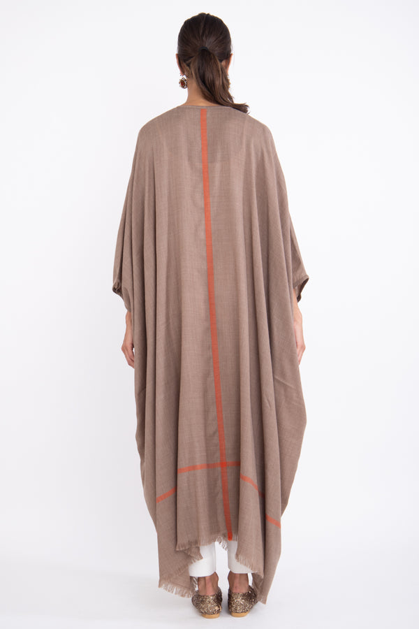 Foulard Wool Brown & Orange Abaya