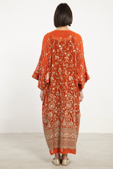 Rawda Silk Georgette Burnt Orange Dress