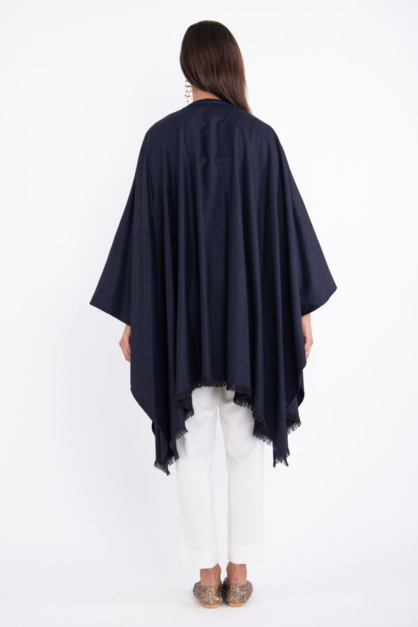 Loro Piana Wool & Cashmere Navy Poncho