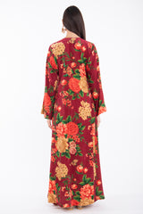 Fajer Cotton Velvet Embroidered Red Dress