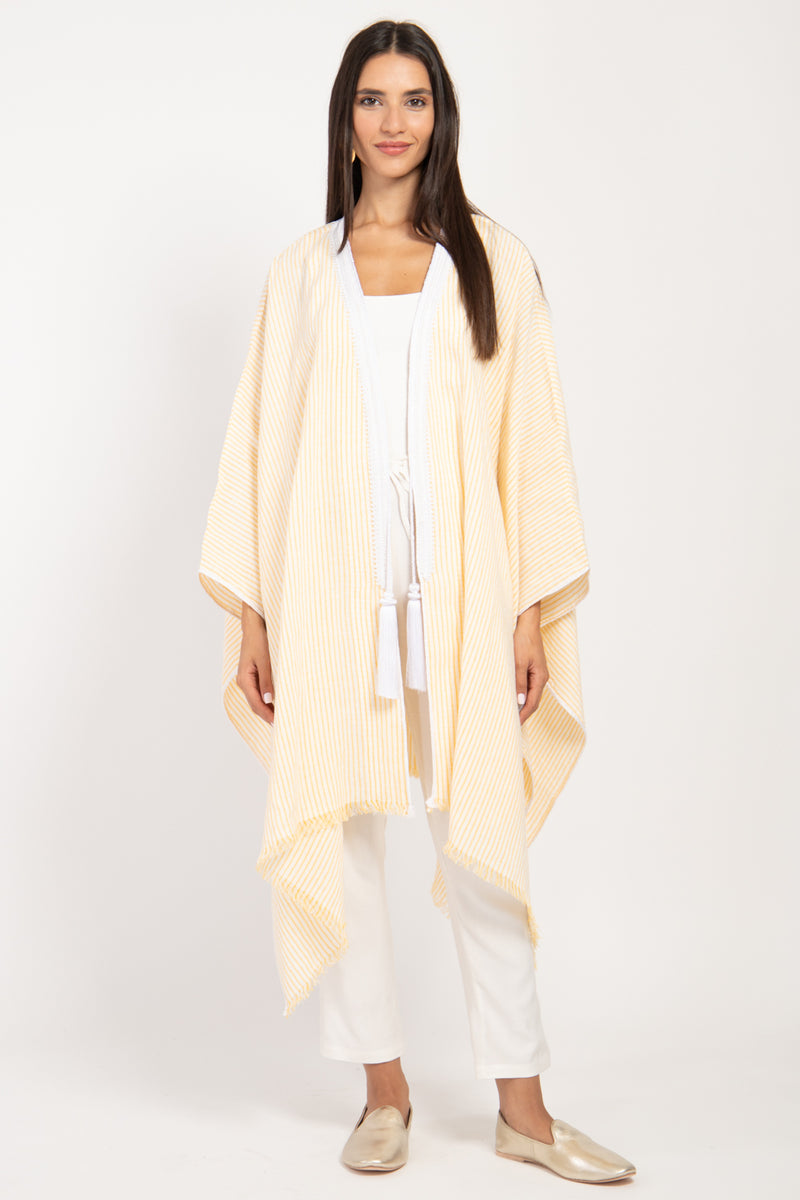 Classic Linen Striped Poncho