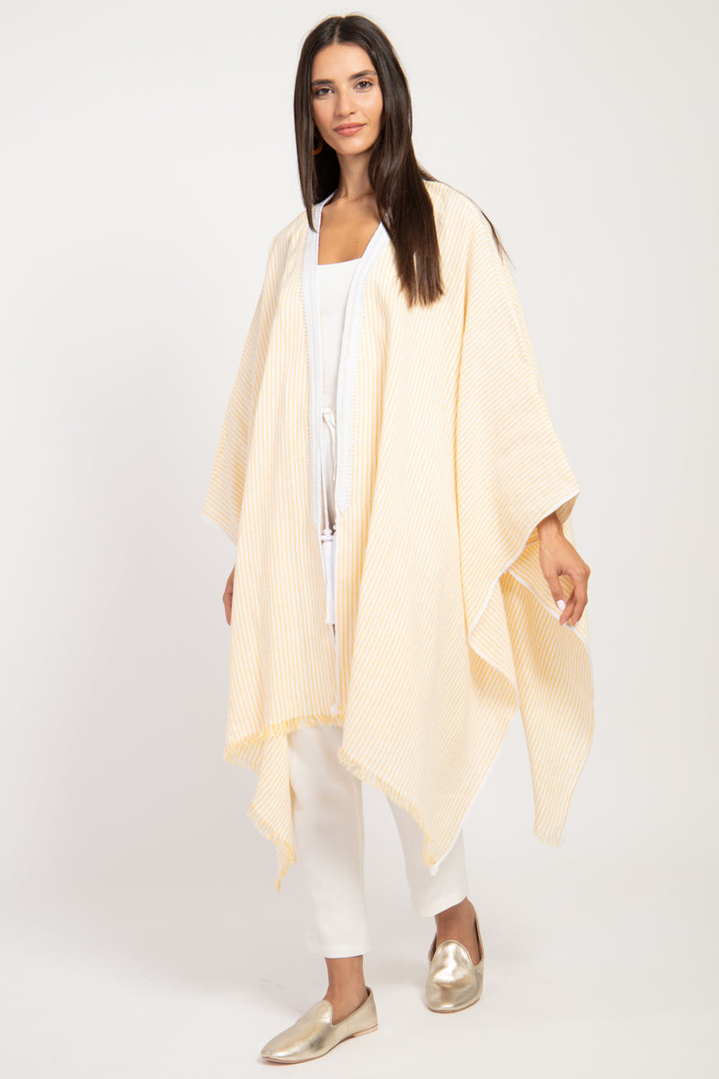 Classic Linen Striped Poncho