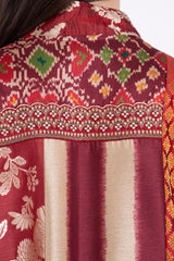 Fayrouz Silk Patchwork Burgundy Dress