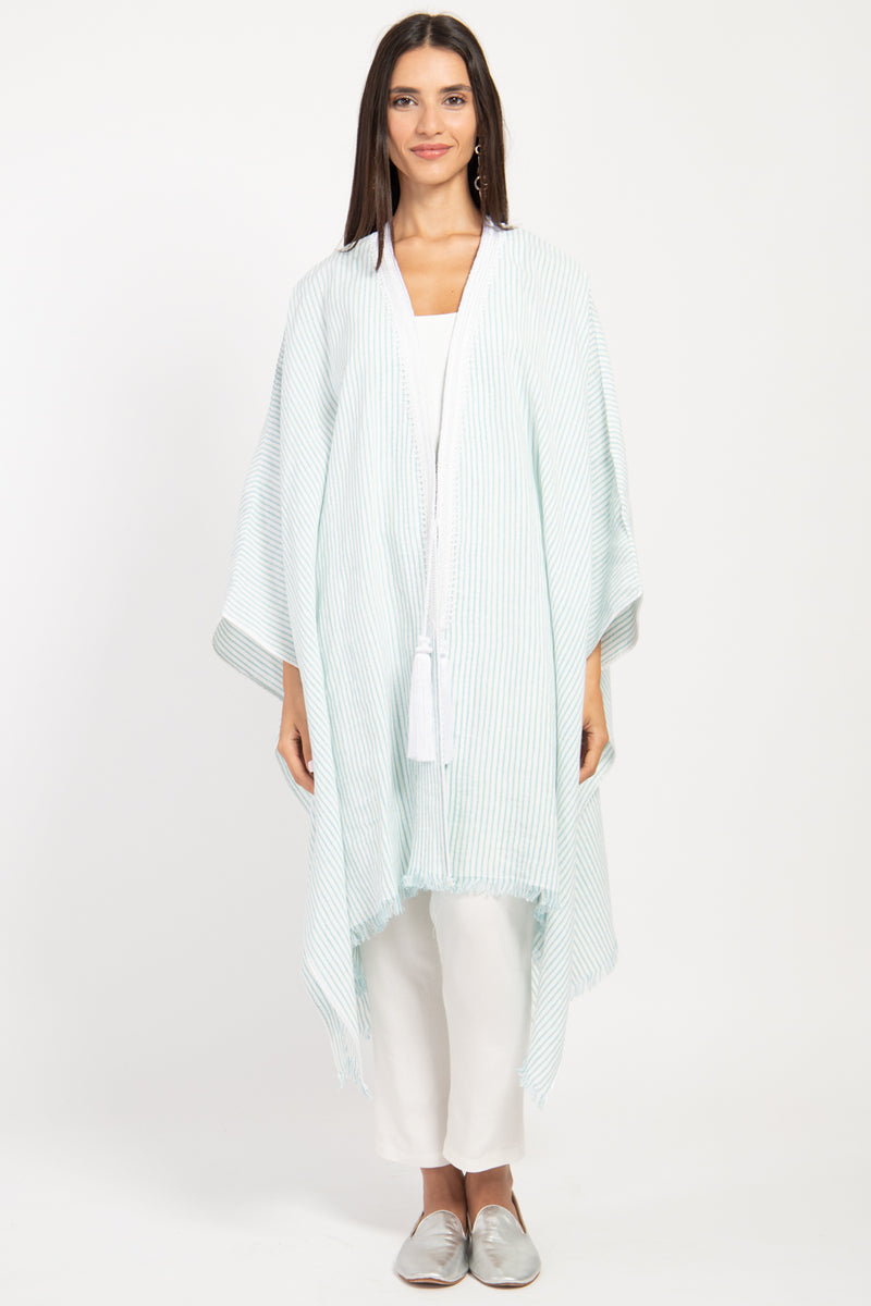 Classic Linen Striped Poncho