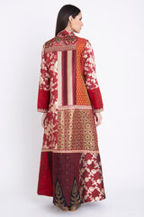 Fayrouz Silk Patchwork Burgundy Dress