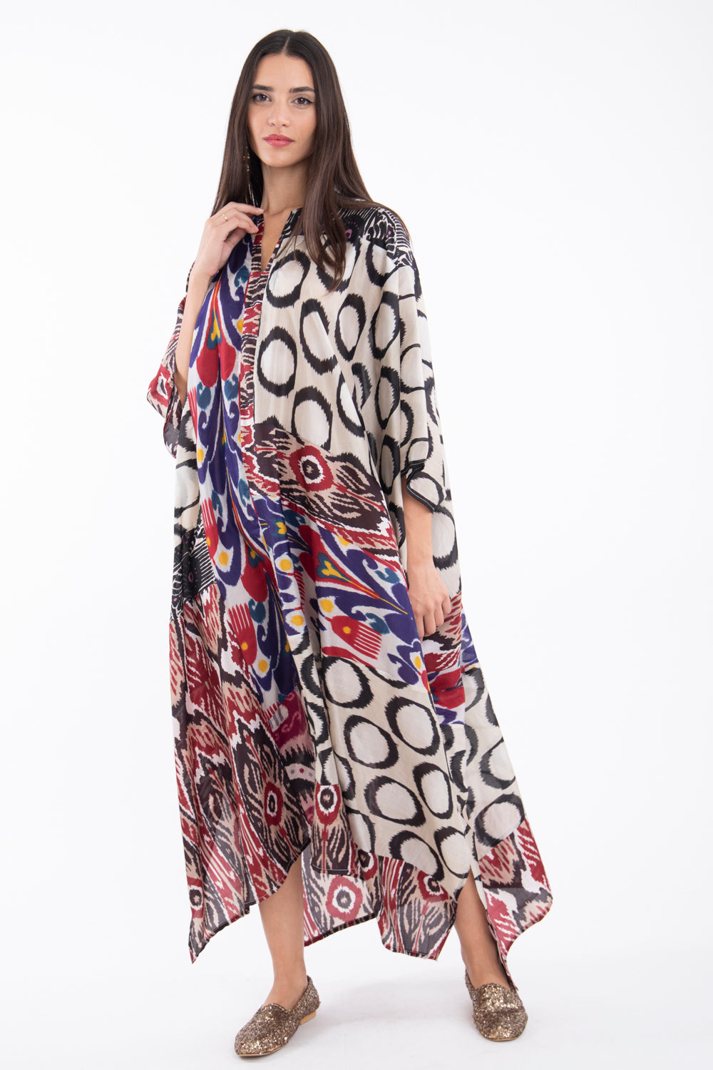 Tamouz Silk Printed Patchwork Kaftan – Orient 499