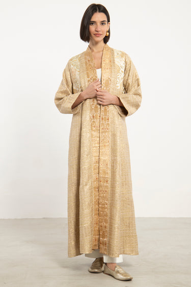 Rim Metallic Jute Gold Abaya