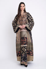 Chouf Silk Patchwork Brocade Black Gown