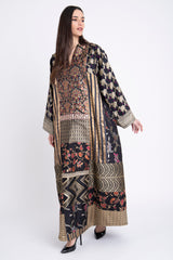 Chouf Silk Patchwork Brocade Black Gown