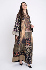 Chouf Silk Patchwork Brocade Black Gown