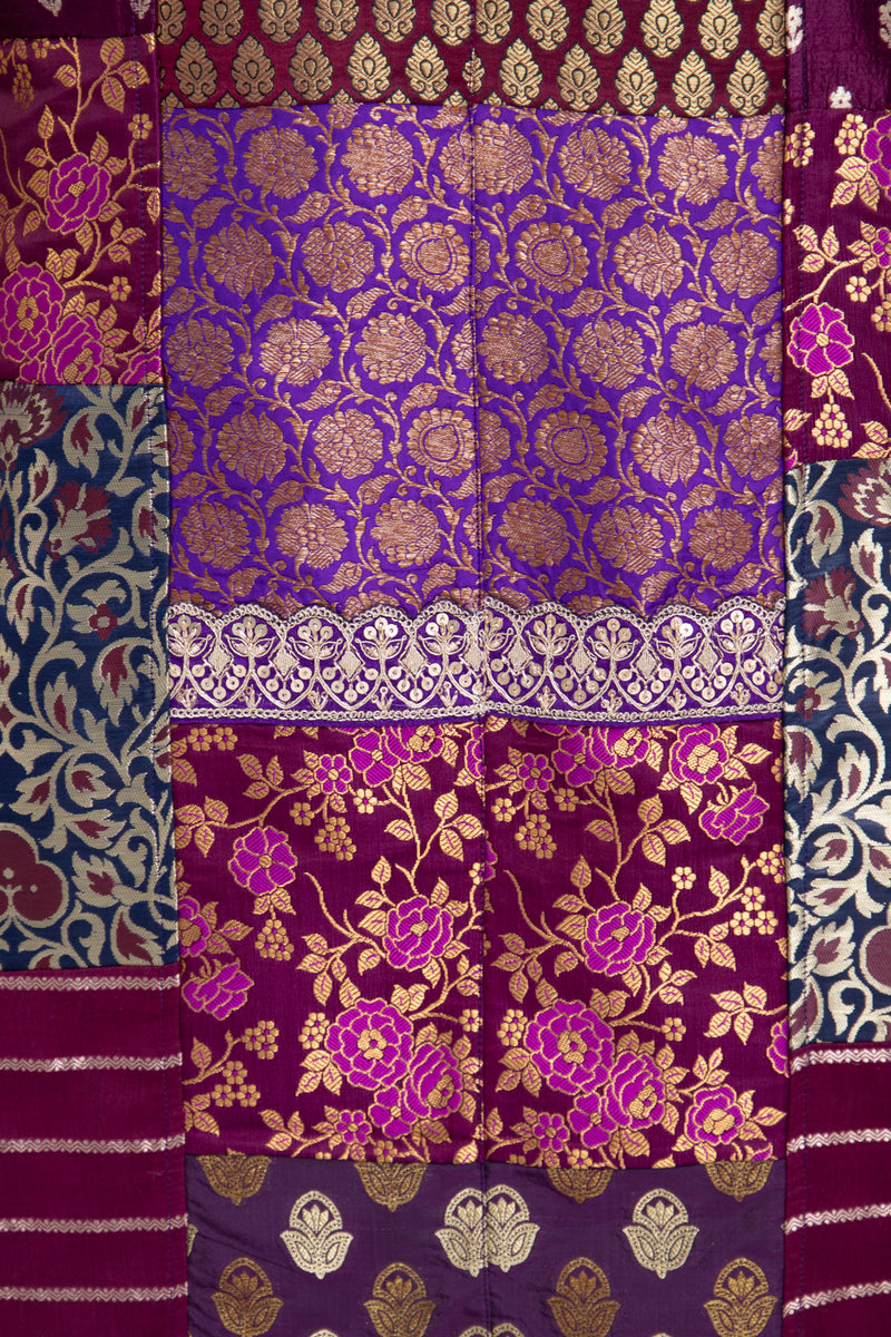 Chouf Silk Patchwork Brocade Purple Dress