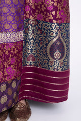 Chouf Silk Patchwork Brocade Purple Dress