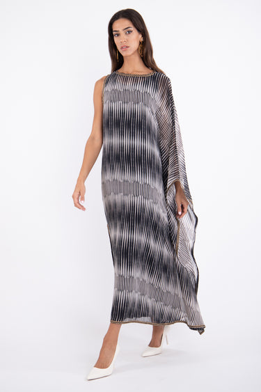 Haifa Viscose Black & White Striped Dress