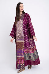 Chouf Silk Patchwork Brocade Purple Dress