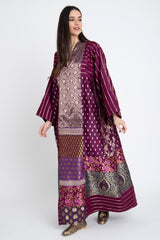 Chouf Silk Patchwork Brocade Purple Dress