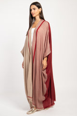 Foulard Wool Red & Beige Abaya