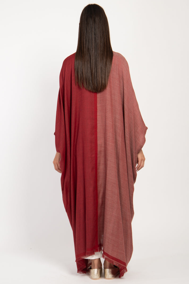 Foulard Wool Red & Beige Abaya