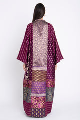 Chouf Silk Patchwork Brocade Purple Dress