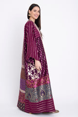 Chouf Silk Patchwork Brocade Purple Dress