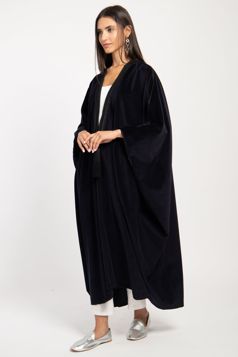 Aida Cotton Velvet Dark Blue Abaya