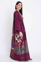 Chouf Silk Patchwork Brocade Purple Dress