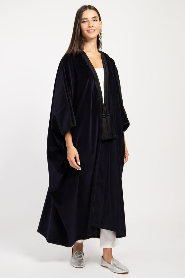 Aida Cotton Velvet Dark Blue Abaya