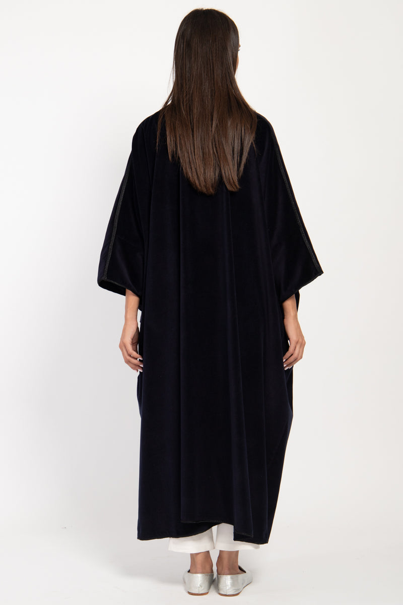 Aida Cotton Velvet Dark Blue Abaya