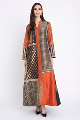 Fayrouz Silk Patchwork Orange Dress