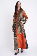 Fayrouz Silk Patchwork Orange Dress