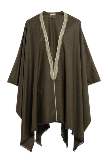 Wool & Cashmere Olive Green Poncho