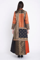 Fayrouz Silk Patchwork Orange Dress