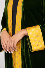 Sherif Silk Velvet Green Tiger Abaya