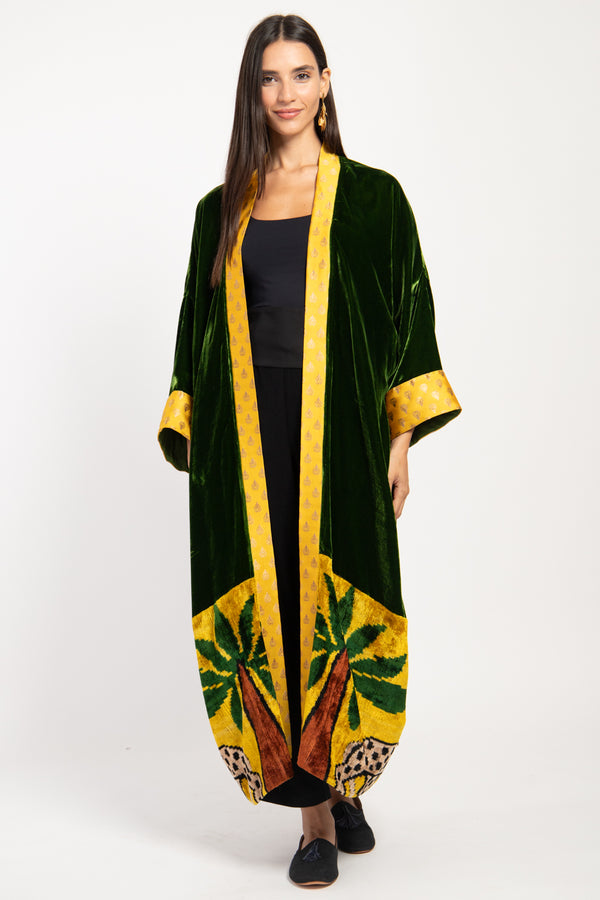 Sherif Silk Velvet Green Tiger Abaya