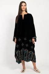 Asmahan Velvet Black Embroidered Dress