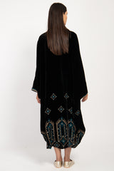 Asmahan Velvet Black Embroidered Dress