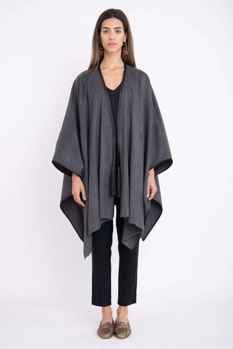 Loro Piana Wool Charcoal Poncho