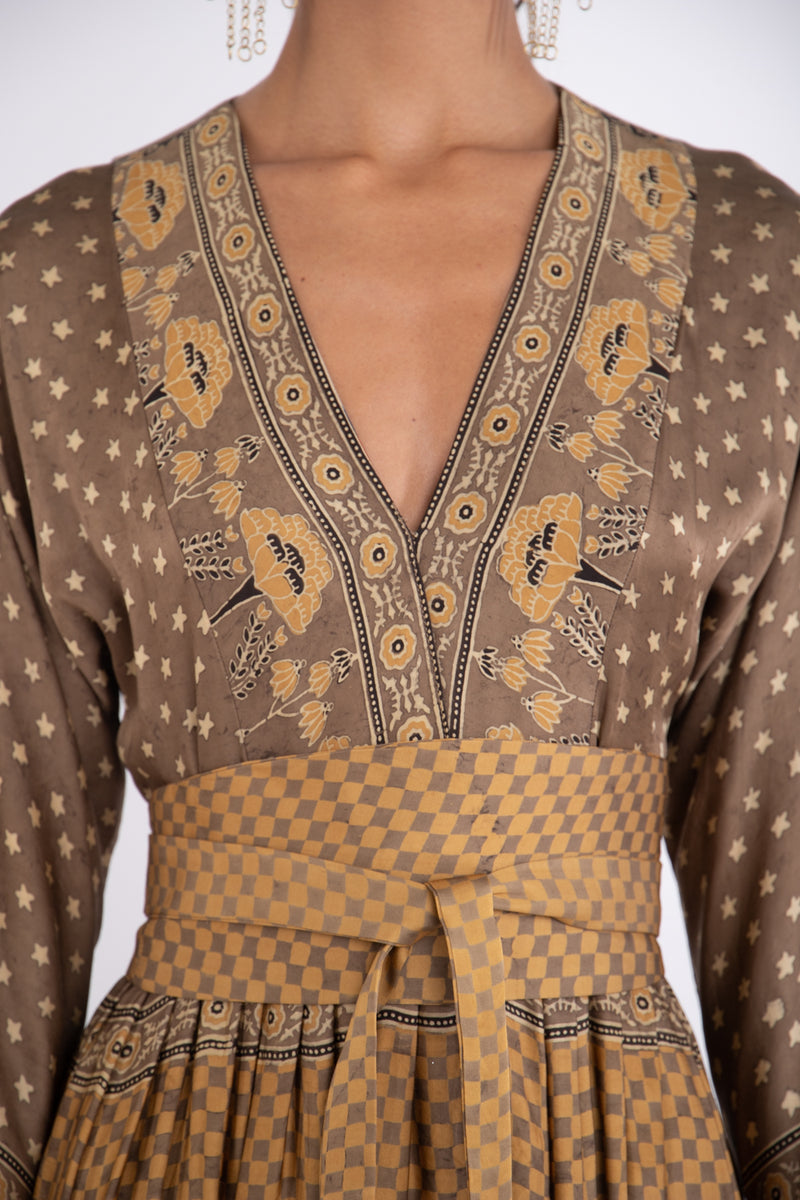 Sharifa Cotton Silk Honeycomb#3 Dress