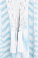 Classic Linen Striped Light Blue Abaya