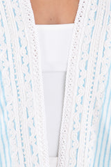 Classic Linen Striped Light Blue Abaya
