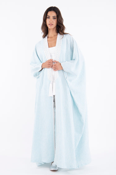 Classic Linen Light Blue Abaya