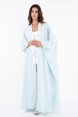 Classic Linen Striped Light Blue Abaya