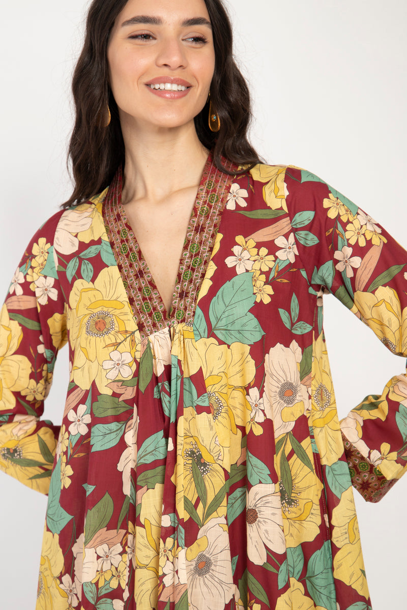 Jamila Cotton Yellow Floral Dress