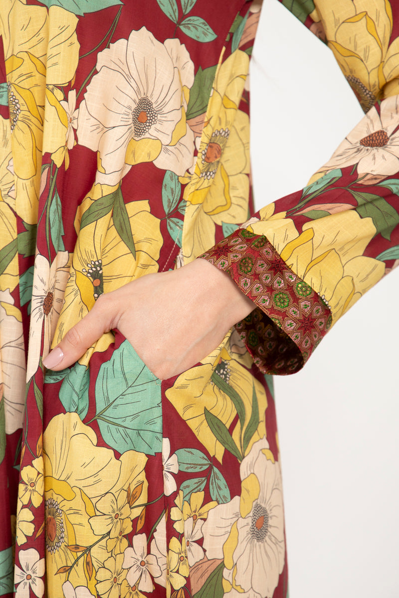 Jamila Cotton Yellow Floral Dress